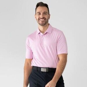 NEW Levelwear Encore Polo in Cyclamen Pink / White Size Medium